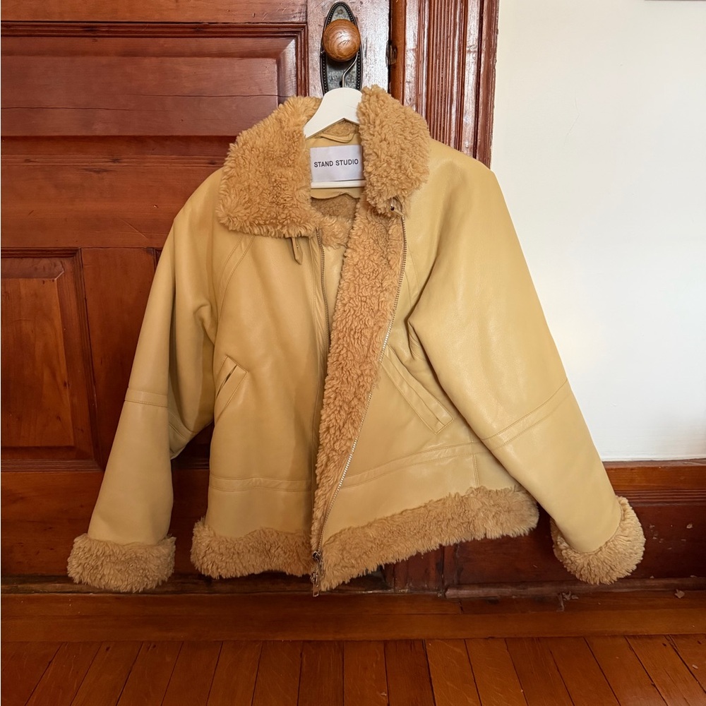 Stand Studio Tan Shearling Jacket - image 5